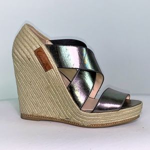 COACH Braided Jute Wedge Heel Sandals